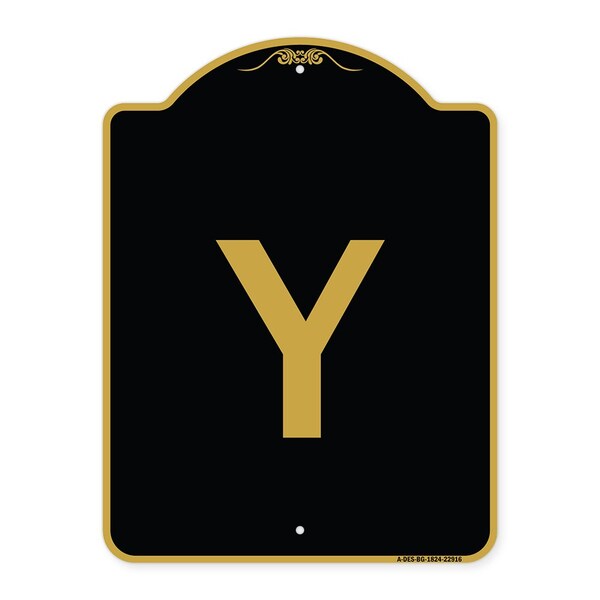 Signmission Designer Series Sign-Sign W/ Letter Y, Black & Gold Aluminum Sign, 18" x 24", BG-1824-22916 A-DES-BG-1824-22916 - main